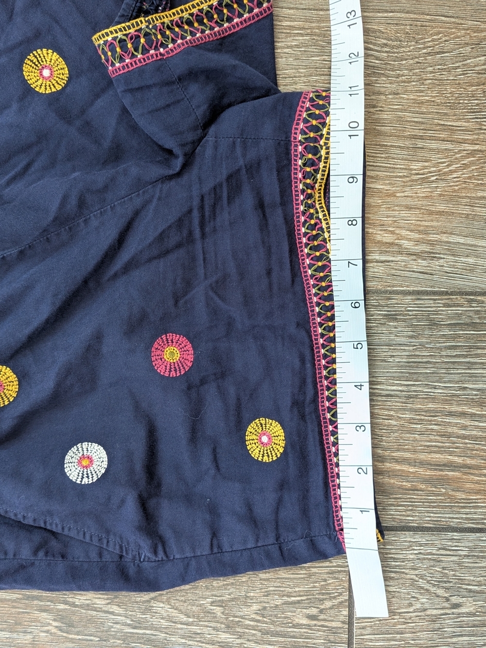 Madewell Embroidered cotton Shorts Elastic Waist Midnight Blue Boho Size XS - Picture 11 of 11